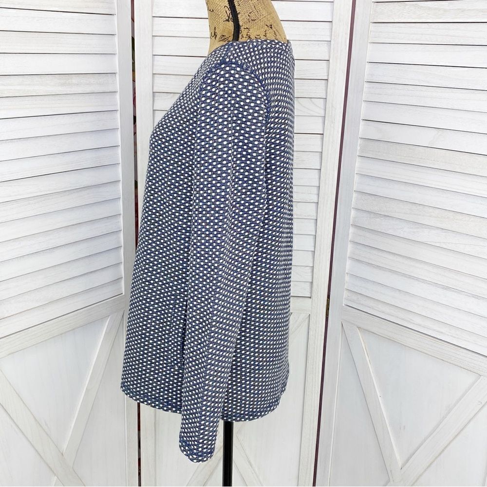Talbots Polkadot Knit Kangaroo Pocket Pullover Top Blue White Small‎ - Picture 2 of 13